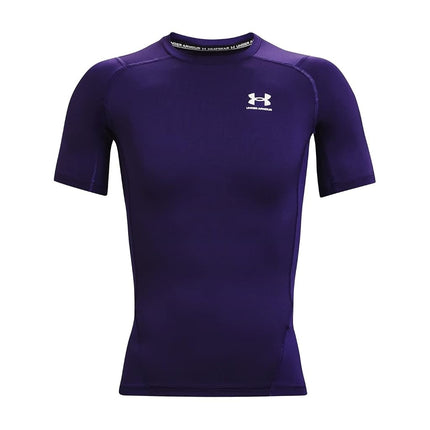 Camiseta de compresión de manga corta HeatGear para hombre de Under Armour, morado (500)/blanco, XL