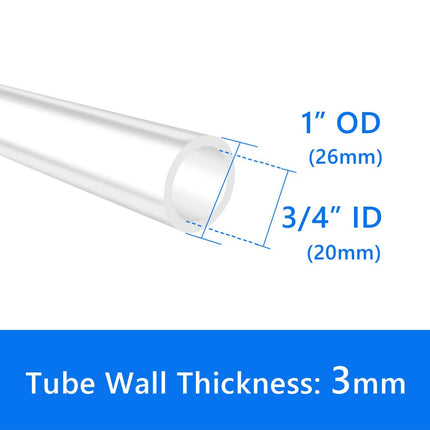Quickun 3/4" ID Silicone Tubing, 3/4" ID x 1" OD Food Grade Silicone Tube, High Temp Hose for Wine Making Brewing (9.84Ft)