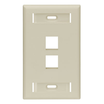 Placa de pared Leviton QuickPort con ventana de identificación, de una unidad, 2 puertos, 42080-2IS, Marfil