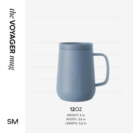 Simple Modern Travel Coffee Mug with Lid and Handle | Reusable Insulated Stainless Steel Coffee Tumbler Tea Cup | Gifts for Women Men Him Her | Voyager Collection | 12oz | Blue Dune