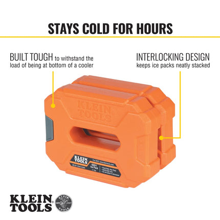 Klein Tools 62811 Reusable Ice Packs for Cooler Bags and Lunch Boxes, Interlocking Design, Heavy Duty for Daily Use, Quick Freeze, 2-Pack