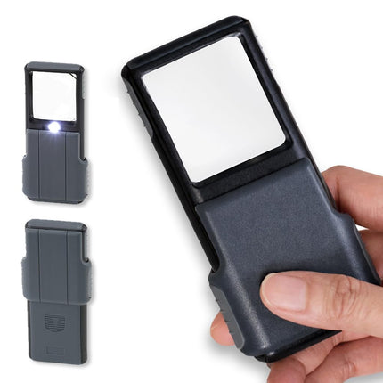 Carson MiniBrite 5x Pocket Magnifying Glass with LED Light and Sliding case, Black (PO-55)