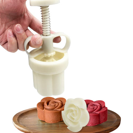 FineGood 2 Set Mooncake Mould Press with 11 Stamps, DIY Cookie Cutter 50g & 100g Flower Press Mooncake Mould Hand Pressure Baking Tools