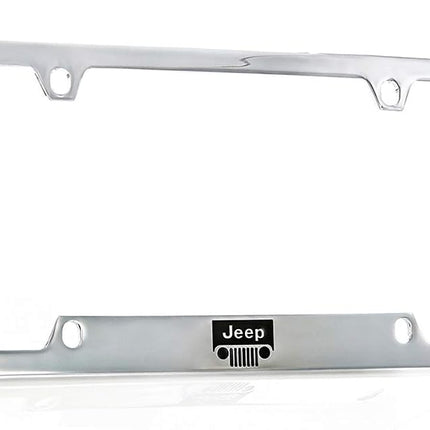 Jeep Logo Cromado Metal Top Grabado Matrícula Marco Titular