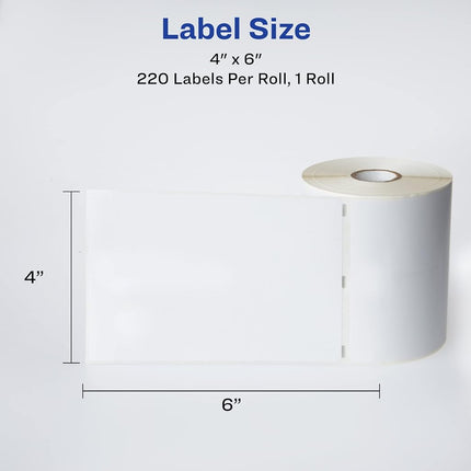 Avery Labels for Dymo Label Printers, Same Size as Dymo 1744907 Labels, 4 x 6, Roll of 220 Labels (4156)
