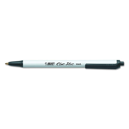 Bolígrafo retráctil BIC Clic Stic CSM11-BLK, punta mediana (1.0 mm), tinta negra, paquete de 3, 36 unidades