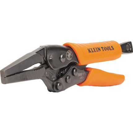 Klein Tools 38611 Long Nose Locking Pliers with Quick Release Handles, Ideal for Tight Spaces, High Torque and Gripping Power, 6-Inch