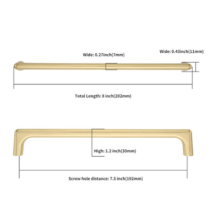 Asidrama 10 Pack 7.5 Inch(192mm) Brushed Gold Cabinet Pulls Cabinet Handles Cupboard Handles Kitchen Cabinet Hardware for Cupboard Drawer Pulls