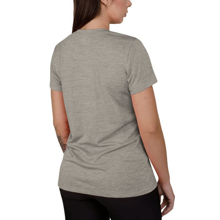 Camiseta de manga corta con cuello en V retorcido Under Armour Tech para mujer, (558) Pewter/Ghost Grey/Metallic Silver, XS, (558) Pewter/Ghost Grey/Metallic Silver, XS