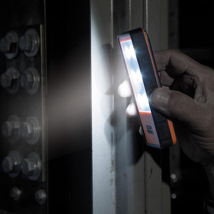Battery Operated Lights, Hands Free LED Light with Magnetized Clip, Adjustable Brightness Klein Tools 56221, Orange