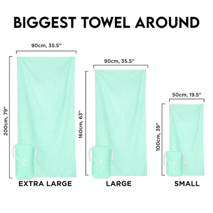 Dock & Bay Beach Towel - Quick Dry, Sand Free - Compact, Lightweight - 100% Recycled - Includes Bag - Essential - Rainforest Green, Extra Large (200x90cm, 78x35)