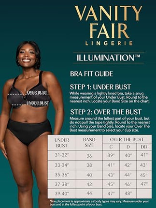 Vanity Fair Women's Illumination Full Figure Zoned-in Support Bra, Lightly Lined Cups Up to Dd, Opaque, Underwire-Quartz, 42D