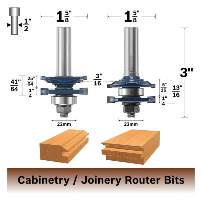 BOSCH 85625MC 1-5/8 In. Ogee Stile & Rail Router Bits