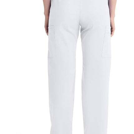 Dickies EDS Signature Scrubs for Women, Elastic Waist Pull-On Cargo Pants for Women in Soft Brushed Poplin 86106, White, XS
