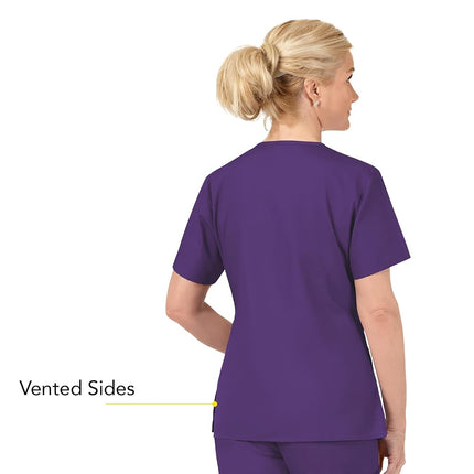 WonderWink 6016XEGP2XL Origins Women's Bravo Fit V-Neck Top, Eggplant, Extended - 2X Large