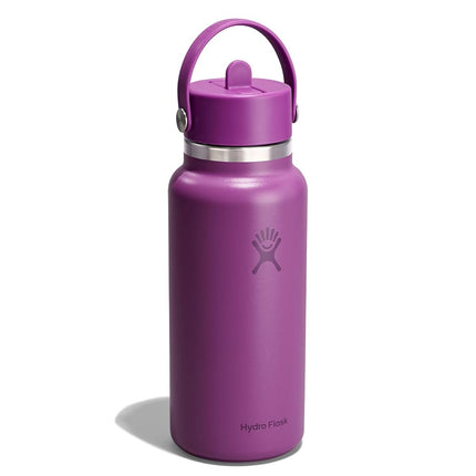 Hydro Flask Water Bottle - Insulated Stainless Steel - Wide Mouth Flex Straw Lid, Non Spill, Leakproof and Refillable in 32 Oz Supernova Purple