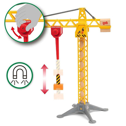 BRIO World Light Up Construction Crane for Kids Age 3 Years Up - Wooden Railway Train Accessories and Add Ons