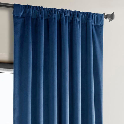 HPD Half Price Drapes Heritage Plush Velvet Curtains for Living Room 50 X 108 (1 Panel), VPYC-198604-108, Pisces Blue