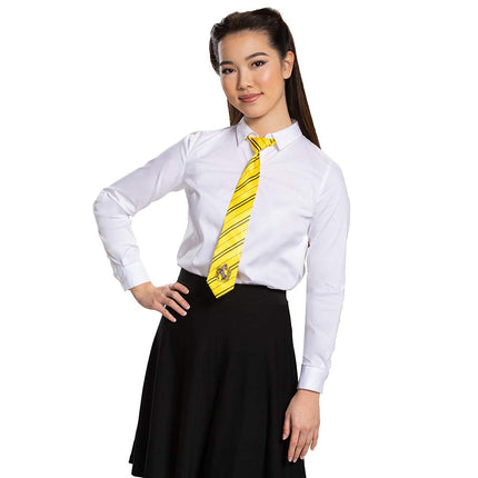Disguise Harry Potter Necktie Costume Accessory, Movie Quality Hogwarts House Themed Character Dress Up Tie for Adults, Yellow & Black, Adult size