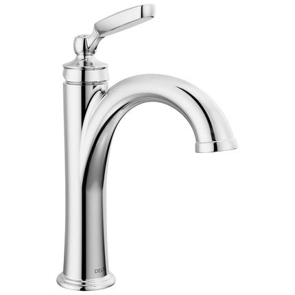 Delta Woodhurst Chrome Bathroom Faucet 1 Hole, Single Hole Bathroom Sink Faucet for Vanity, Metal Push-Pop Drain Assembly, Chrome 532-MPU-DST