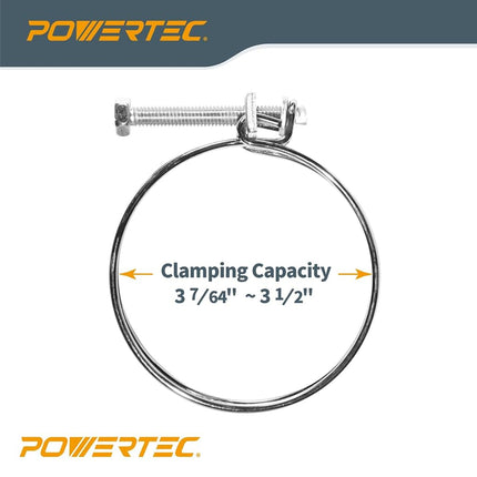 POWERTEC 70216 Double Wire Hose Clamp with Clamp Capacity 3-1/8” ~ 3-1/2” | 5-Pack, 3-inch