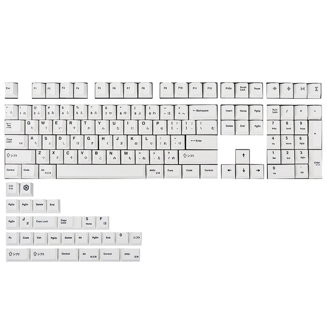 PBT 135 Keys Japanese Keycaps Cherry Profile DYE-Sub White Theme Minimalist Style Suitable for Mechanical Keyboard