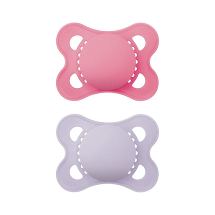 MAM Original Pure Pacifier, Climate Neutral MAM Natural Rubber Pacifier, Sustainable & Bio-Renewable Raw Materials, Sterilizer Case, Girl, 0-6 Months, 2-Pack