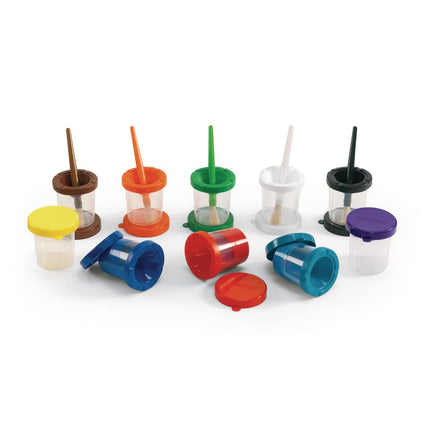 Colorations Air-Tight No-Mess Paint Cups for Kids Classroom and At Home Supplies for Young Artists (10 Pack)