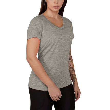 Camiseta de manga corta con cuello en V retorcido Under Armour Tech para mujer, (558) Pewter/Ghost Grey/Metallic Silver, XS, (558) Pewter/Ghost Grey/Metallic Silver, XS