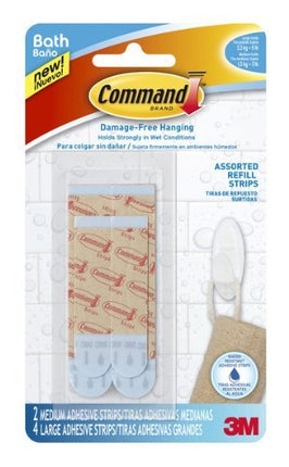 Command Assorted Water-Resistant Refill Strips, 2-