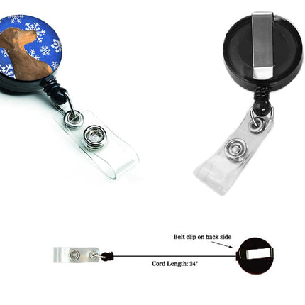 Caroline's Treasures Doberman Winter Snowflakes Holiday Retractable Badge Reel, Multicolor (SS4617BR)