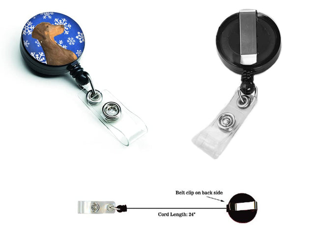 Caroline's Treasures Doberman Winter Snowflakes Holiday Retractable Badge Reel, Multicolor (SS4617BR)