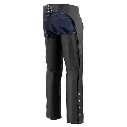 Milwaukee Leather Zippered Thigh Pocket Chaps (Black, 7X- Large)