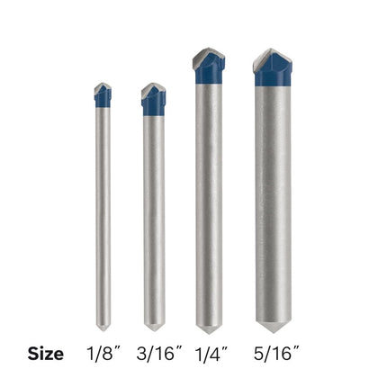 BOSCH NS2000 4-Piece Carbide Tipped Natural Stone Tile Bits Assorted Set for Drilling Natural Stone, Granite, Slate, Ceramic and Glass Tiles, Easy Application with No Water Required