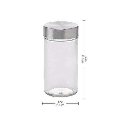 Frascos Kamenstein transparentes reutilizables de 3 oz con tapas agitadoras de acero inoxidable y tapas giratorias para sellos herméticos, paquete de 12 unidades