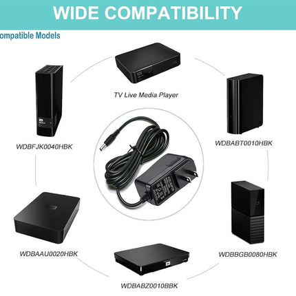 12V AC Power Cord Fit for WD Western Digital My Book Essential External Hard Drive HDD Power Supply