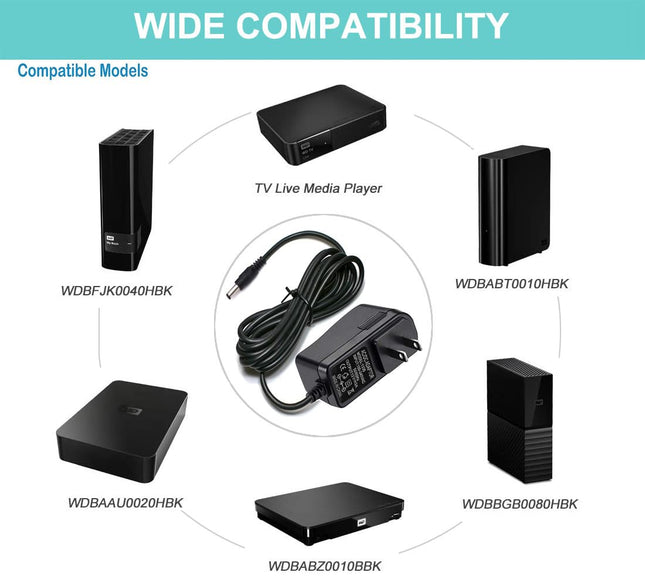 12V AC Power Cord Fit for WD Western Digital My Book Essential External Hard Drive HDD Power Supply