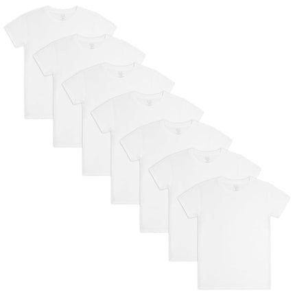 Fruit of the Loom Camisetas Interiores de Algodón Eversoft para Niños, Camisetas sin Mangas, Camiseta, Paquete de 7-Blanco, S (Paquete de 7)