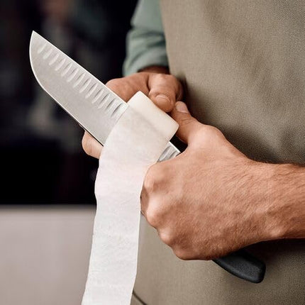 Victorinox Swiss Classic Fluted Wide Blade Santoku Knife, Black, 6.8523.17B