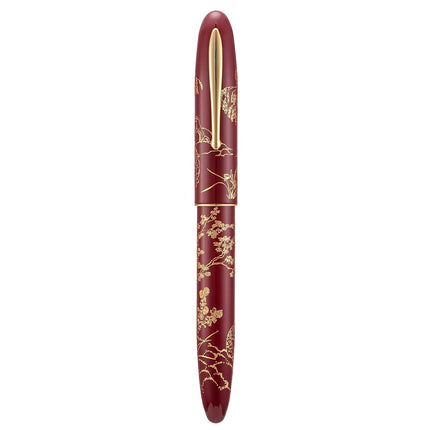 Hongdian N23 Red Rabbit Fountain Pen, Iridium Extra Fine Nib Gold Trim, New Year Lucky Rabbit Carving Design, Smooth Writing Pen with Converter and Metal Pen Box Set