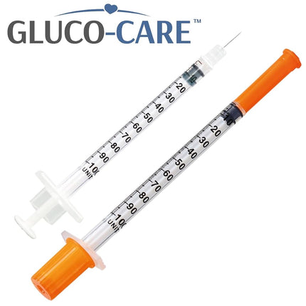 GLUCO-CARE 1 ml/cc Syringes 30G x 1/2’’ (12.7mm), Orange Cap, 100/box