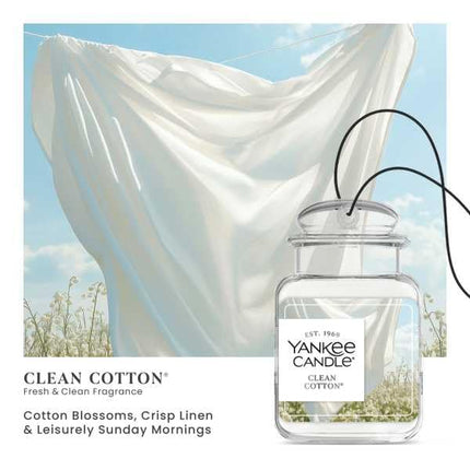 Ambientadores de Coche Yankee Candle, Colgantes Car Jar Ultimate, Neutraliza Olores hasta 30 Días, Algodón Limpio, 0.96 OZ (Paquete de 3)
