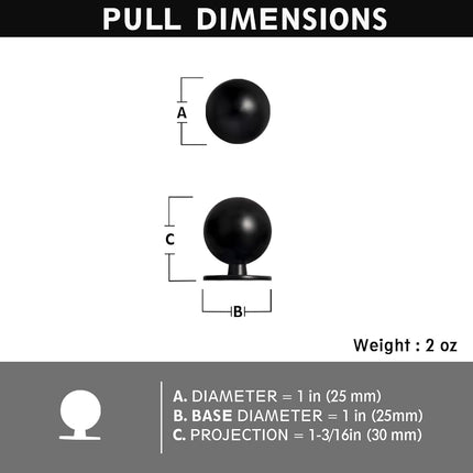 Yanxia Set of 12 -Sleek Round Matte Black Cabinet Knob Handles - Modern and Minimalist Hardware for Stylish Home Enhancement - 1 Inch Diameter