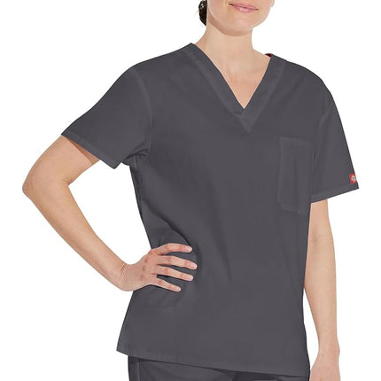 Dickies Men's Signature V-Neck Scrubs Shirt, Pewter, 3XL