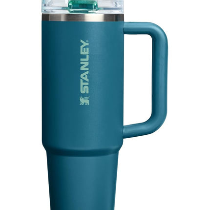 Vaso STANLEY Quencher ProTour Flip Straw con tapa a prueba de fugas, 30 oz | Popote incorporado y asa | Compatible con portavasos para viajes | Vaso de acero inoxidable aislado | Sin BPA | Coastal Teal