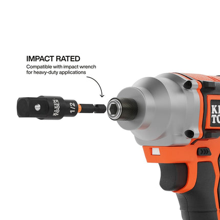 Klein Tools 65813SW 3-Piece Impact Driver Swivel Socket Adapter Set, 20-Degree Swivel, Impact-Rated Socket Extension, Ball Detent, High-Visibility