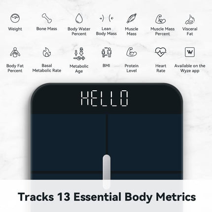 WYZE Smart Scale X for Body Weight, Digital Bathroom Scale for BMI, Body Fat, Water and Muscle, Heart Rate Monitor, Body Composition Analyzer for People, Baby, Pet, Blue Black, 400 lb