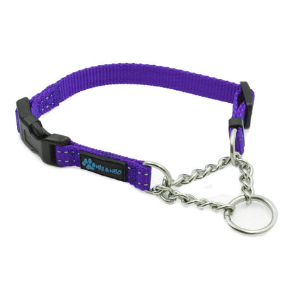 Max and Neo Stainless Steel Chain Martingale Collar - We Donate a Collar to a Dog Rescue for Every Collar Sold (X-Small, Purple)