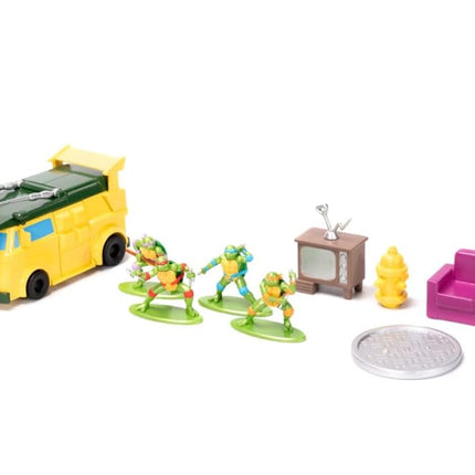 Teenage Mutant Ninja Turtles Turtle Lair Nano Scene w/ 1.65" Die-Cast Collectible Figures, Toys for Kids and Adults