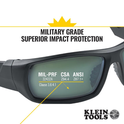 KLEIN TOOLS 60539 Safety Glasses, Professional PPE Protective Eyewear, Full Frame, Scratch Resistant and Anti-Fog, Polarized Lens